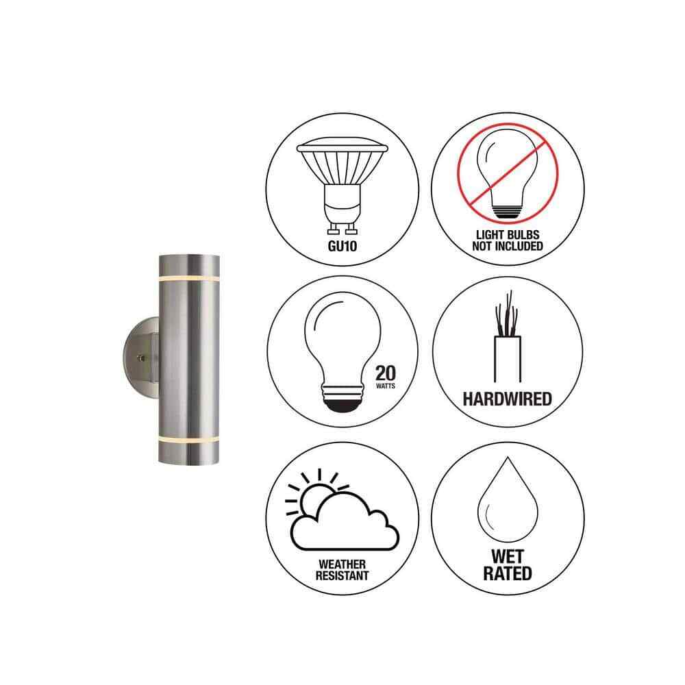 Artika C7 Stainless Steel Modern Outdoor Hardwired Light Cylinder Sconce