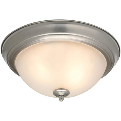 Commercial Electric 13 in. Brushed Nickel Flush Mount Frosted Glass Shade 2-Pack