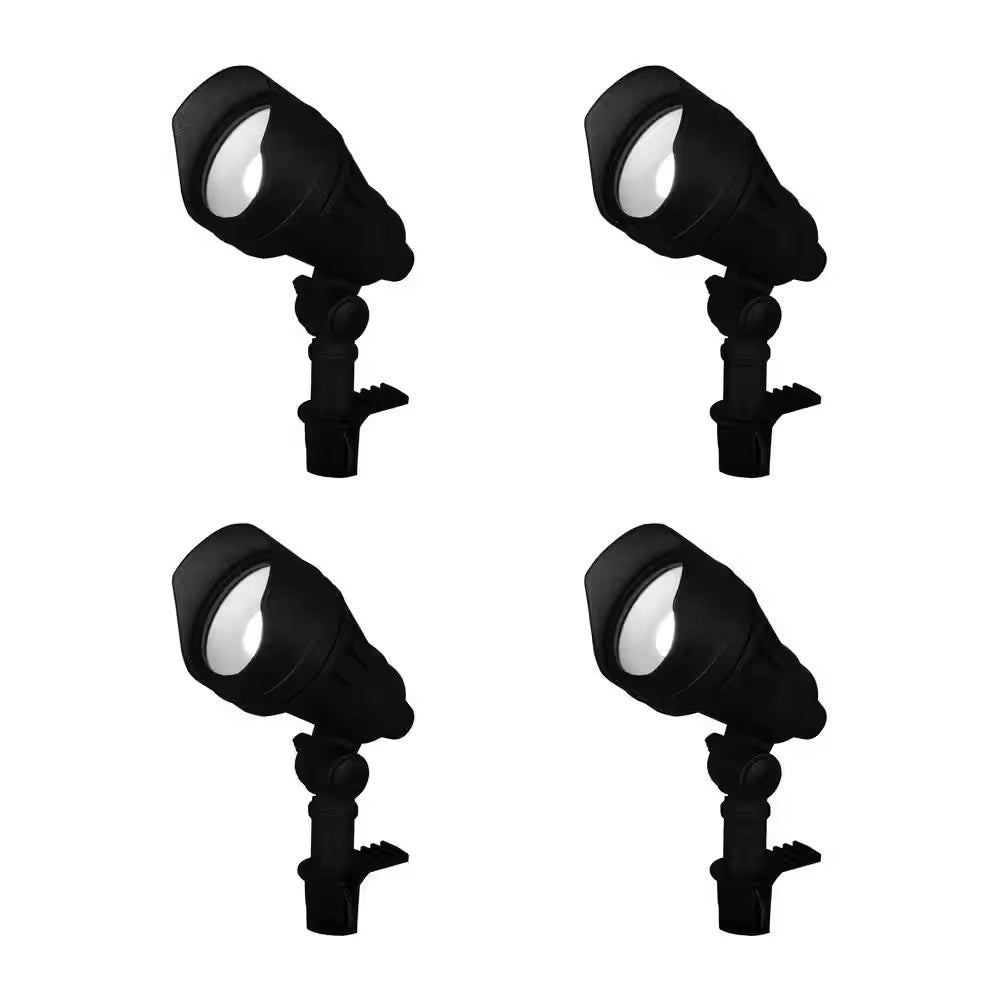 4 Pack Flood Light Hampton Bay Low-Voltage Black 9 W Adjustable White Light 390