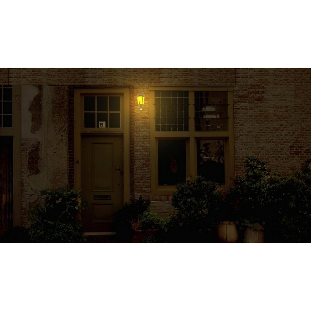 Black Solar Wall or Pillar LED Outdoor Light Sconce with Amber or White Light