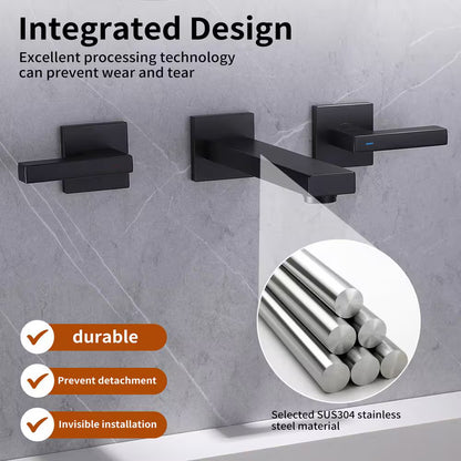 BWE 2-Handle Wall Mounted Bathroom Faucet Roman Tub Faucet in Matte Black