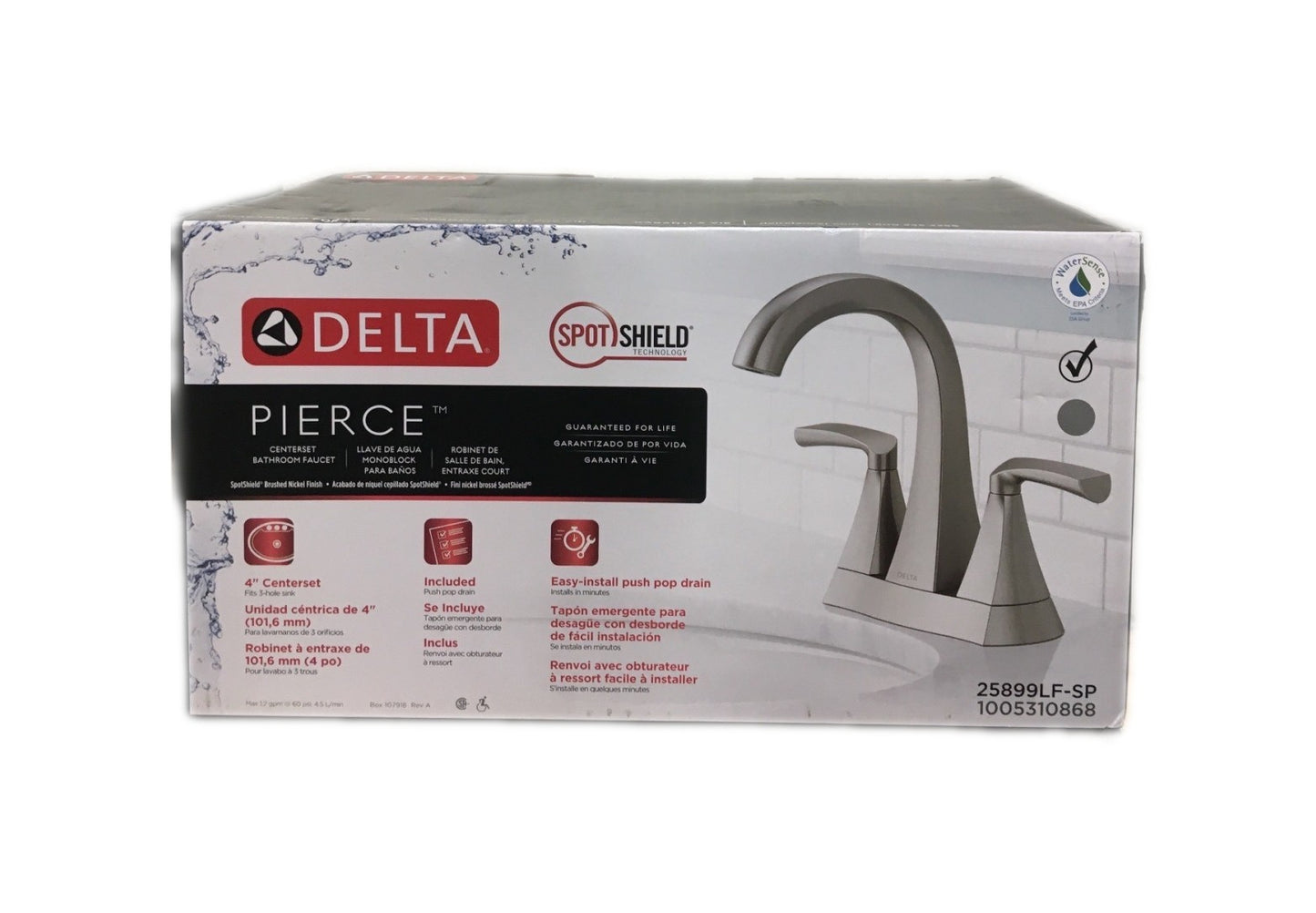 Delta Pierce 4 in. Centerset Bathroom Faucet in SpotShield Brushed Nickel