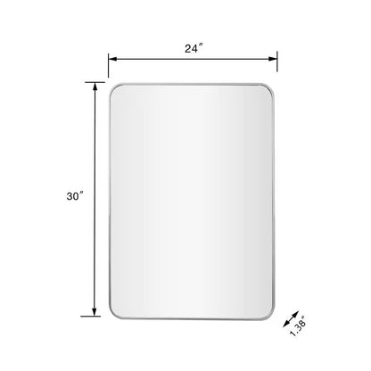 24" x 30" Rectangular Aluminum Frame Framed Wall Bathroom Vanity, Silver