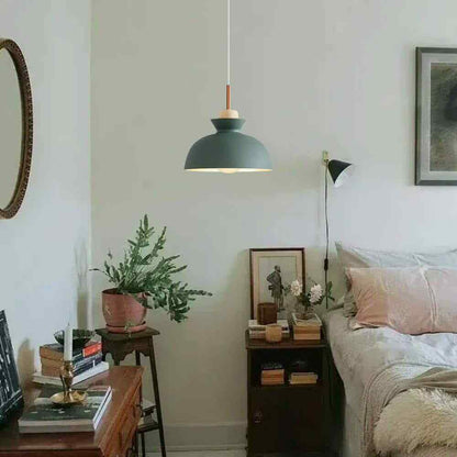 1-Light Green Bowl Pendant Scandinavian Hanging Pendant Ceiling Light Fixture