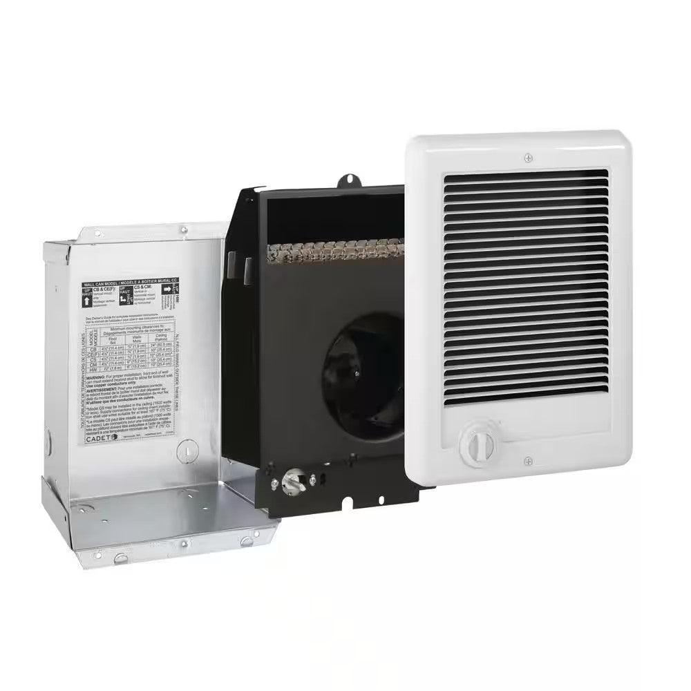 Cadet 240v 1500w Com-Pak In-wall Fan-forced Electric Heater, White w Thermostat