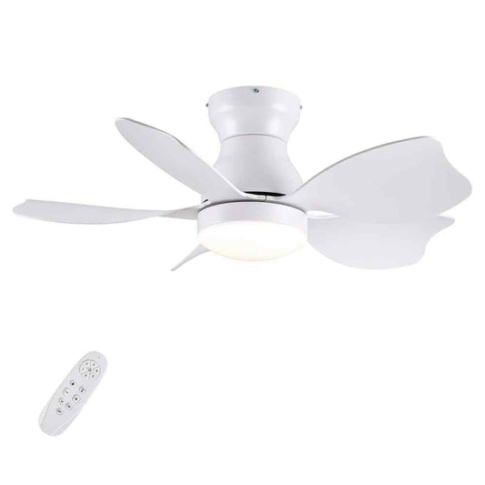 30 in. Dimmable LED White Flush Mount Ceiling Fan w/ Remote Reversible DC Motor 