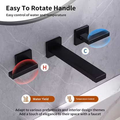 BWE 2-Handle Wall Mounted Bathroom Faucet Roman Tub Faucet in Matte Black