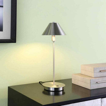 17.5 in Silver Nickel Modern G9 LED Table Lamp for Living Room Bedroom or Dorm