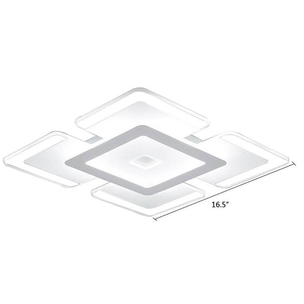 16.5" 1-Light White LED Semi-Flush Mount Indoor Minimalist Square Ceiling Light