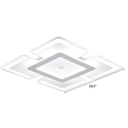 16.5" 1-Light White LED Semi-Flush Mount Indoor Minimalist Square Ceiling Light
