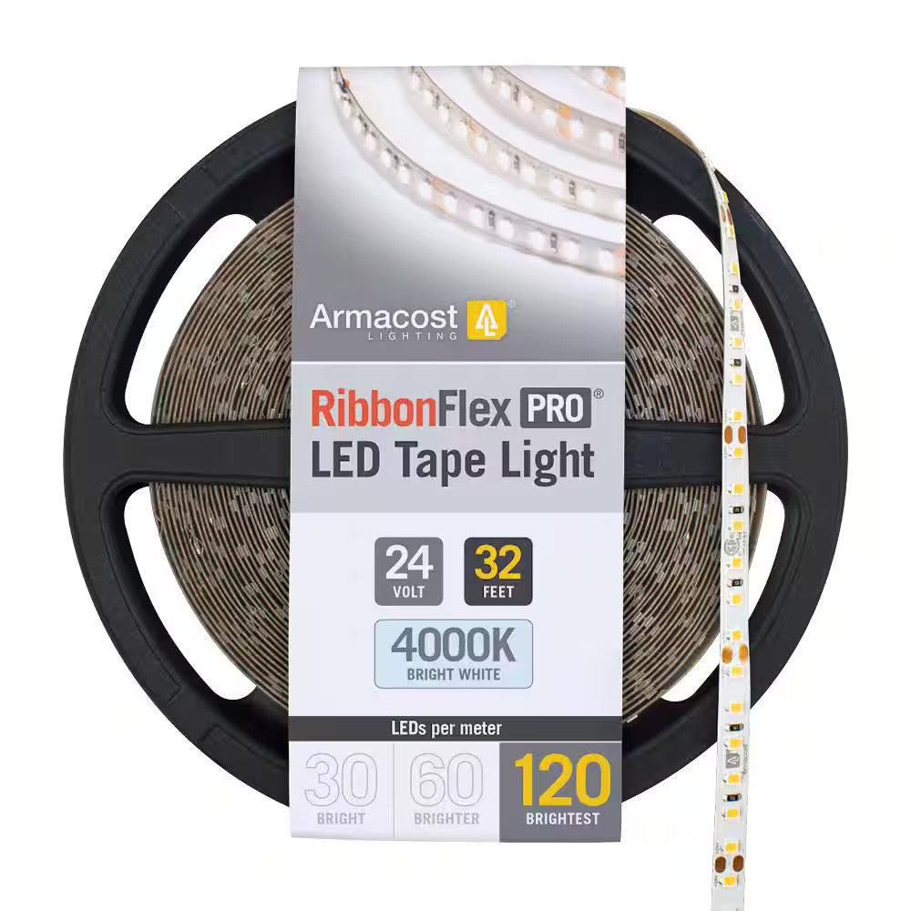 Armacost RibbonFlex Pro LED Tape Light, Bright White (4000K) 120LEDs/M, 32.8"