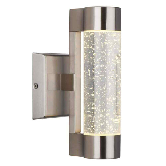 Artika Essence Steel Bubble Glass LED Outdoor Garage and Porch Cylinder Light 
