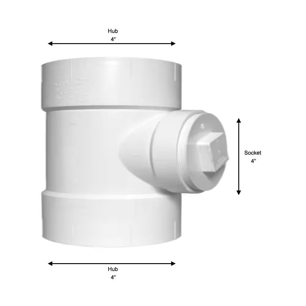 Charlotte Pipe 4 in. PVC DWV Cleanout Tee with Plug Fitting PVC 00444X 1200HD