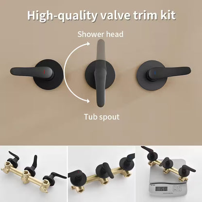 3-Handle Tub Shower Faucet Dual Head Shower 2.5 GPM  Matte Black, with Valve