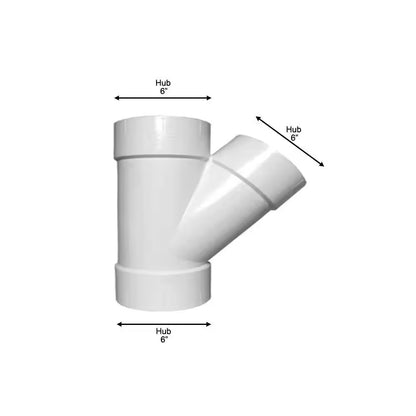 Charlotte Pipe 6 in. x 6 in. x 6 in. PVC DWV Wye PVC 00600 1600
