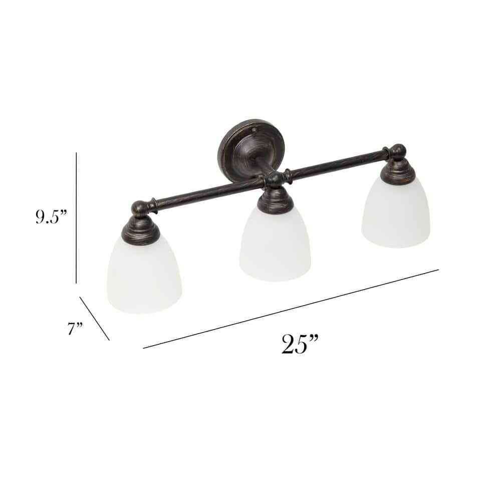 Bronze Bathroom Vanity Light Fixture w/ Frosted Glass Shade Modern Design