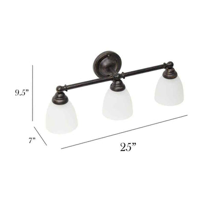 Bronze Bathroom Vanity Light Fixture w/ Frosted Glass Shade Modern Design