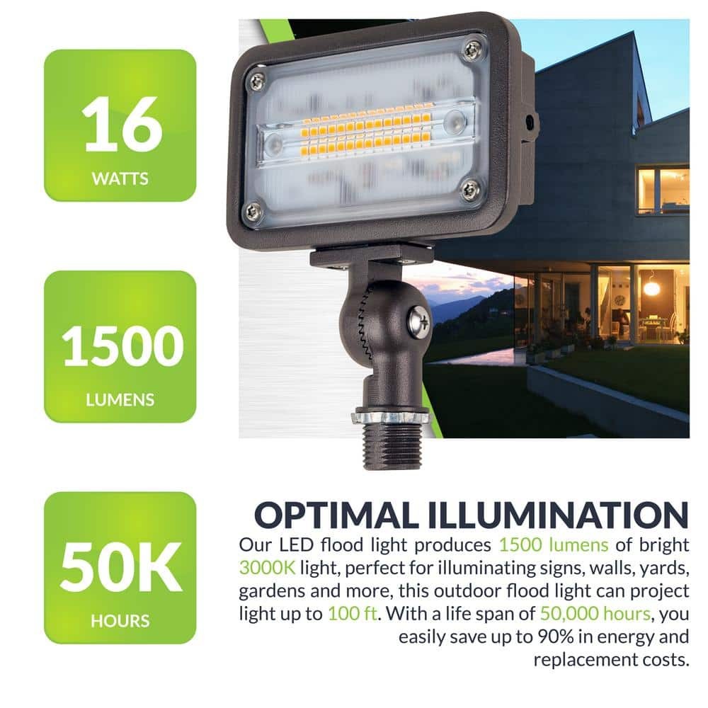 Commercial Electric 16W LED Bronze Outdoor Wall Wash Light with Bracket