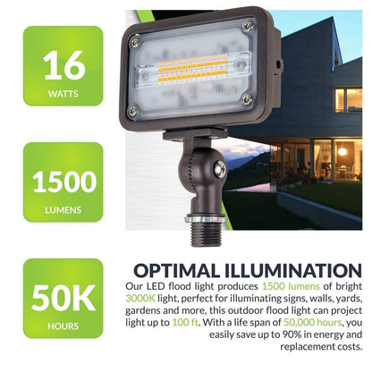 Commercial Electric 16W LED Bronze Outdoor Wall Wash Light with Bracket