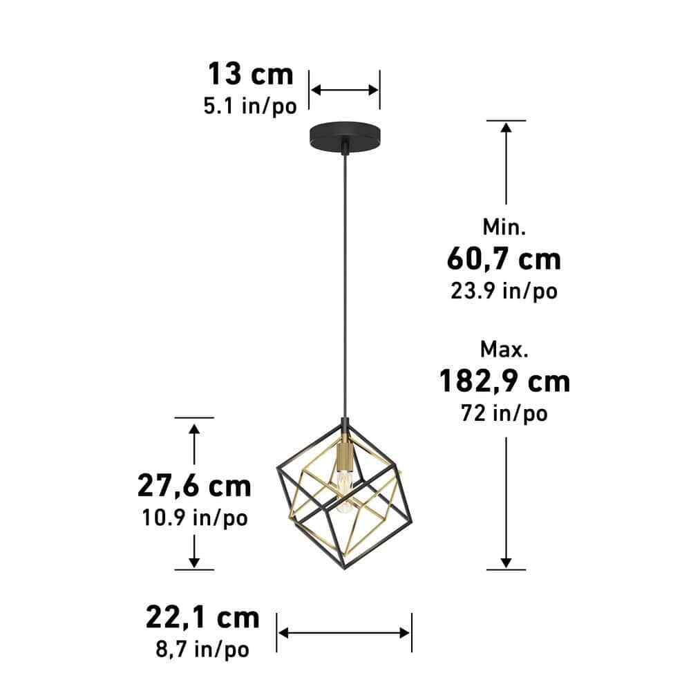 Artika Imperium Black & Gold Modern Mini Pendant Light Fixture for Kitchen 