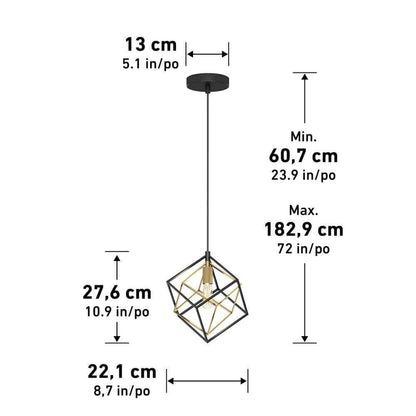 Artika Imperium Black & Gold Modern Mini Pendant Light Fixture for Kitchen 