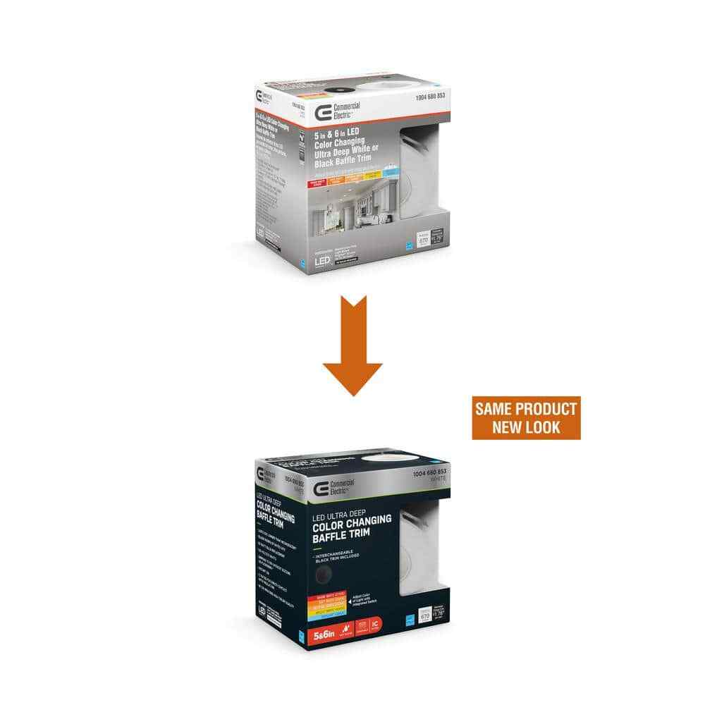 CE 6 in. Deep Baffle Adjustable CCT LED Recessed Light Trim Wet Rated Dimmable