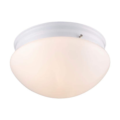 Bel Air Lighting Dash 10 in. 2-Light White Flush Mount Ceiling Light Opal Glass