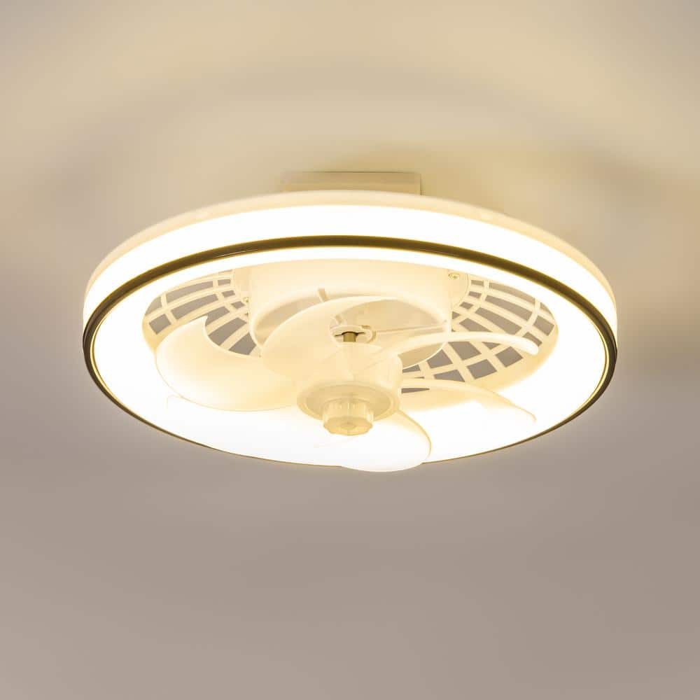 Breezary 13" Integrated LED White Fan Remote Light Socket Frosted Acrylic Shade