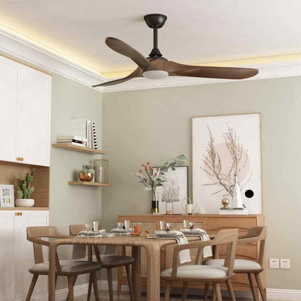 60 in. Integrated LED Indoor/Outdoor Wood Ceiling Fan w Light Kit Remote Control