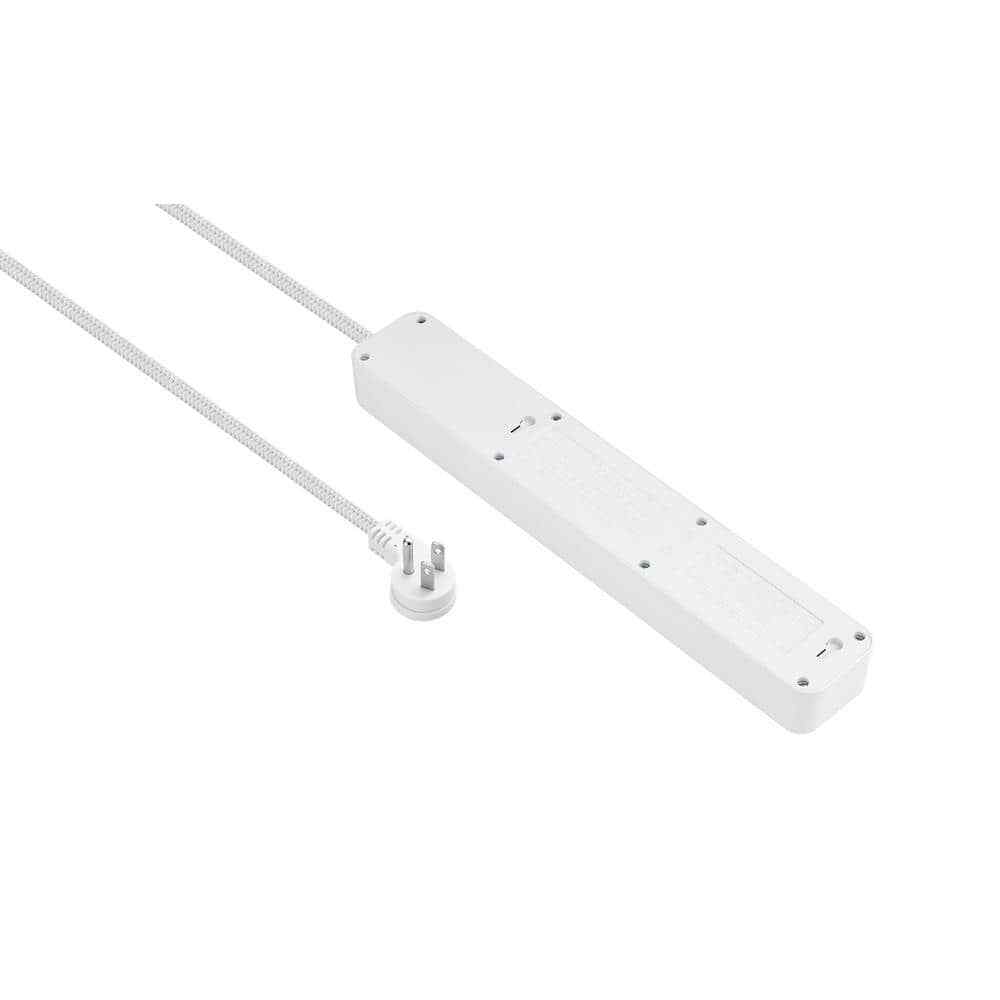 Commercial Electric 3 ft. 4-Outlet White Surge Protector Smart with USB Hubspace