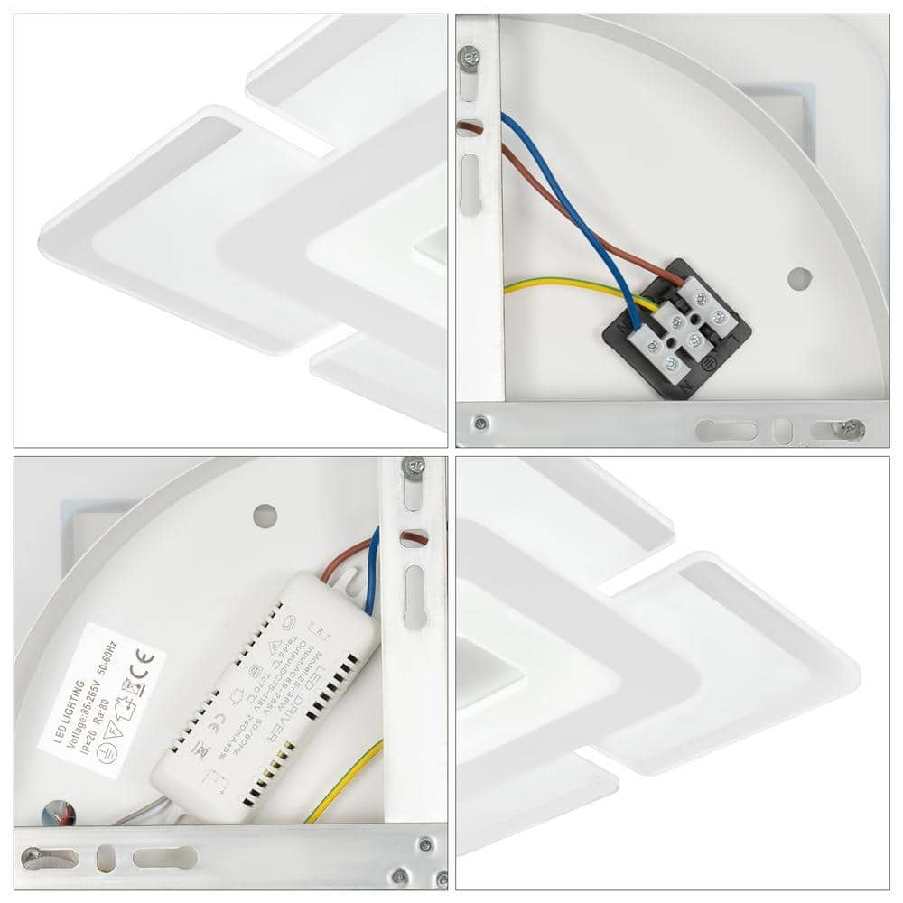 16.5" 1-Light White LED Semi-Flush Mount Indoor Minimalist Square Ceiling Light