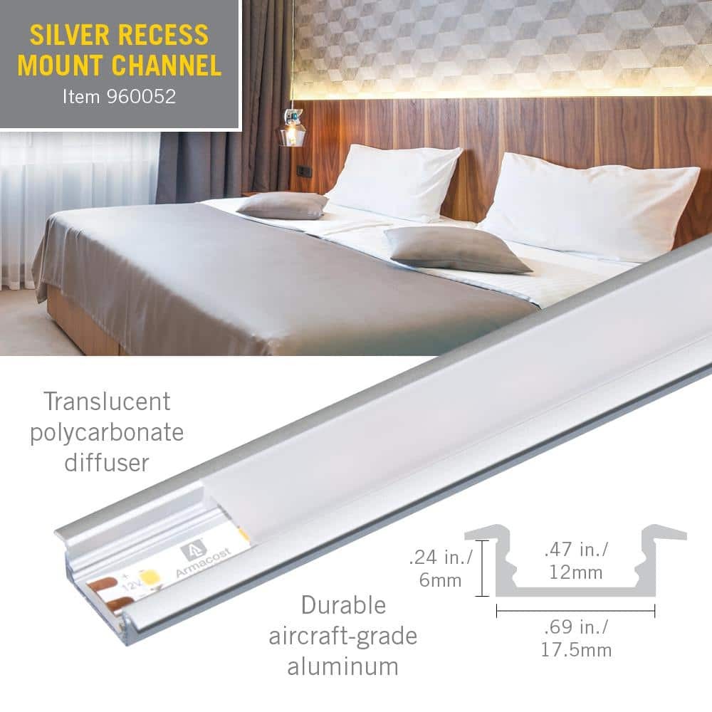 *10 PACK* RibbonFlex PRO Recess Mount LED Tape Light Channel, 39"  each, Silver