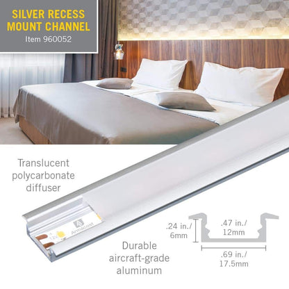 *10 PACK* RibbonFlex PRO Recess Mount LED Tape Light Channel, 39"  each, Silver