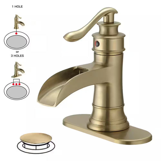 BWE Low-Arc Bathroom Faucet 2.26" Water-Saving Vanity Brushed Gold w/ Drain Kit