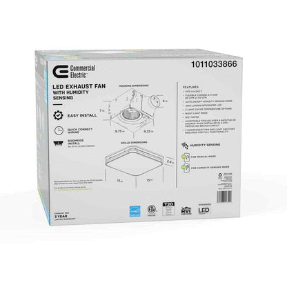 Commercial Electric 80 /110 CFM Bathroom Exhaust Fan w/ Light & Humidity Sensor