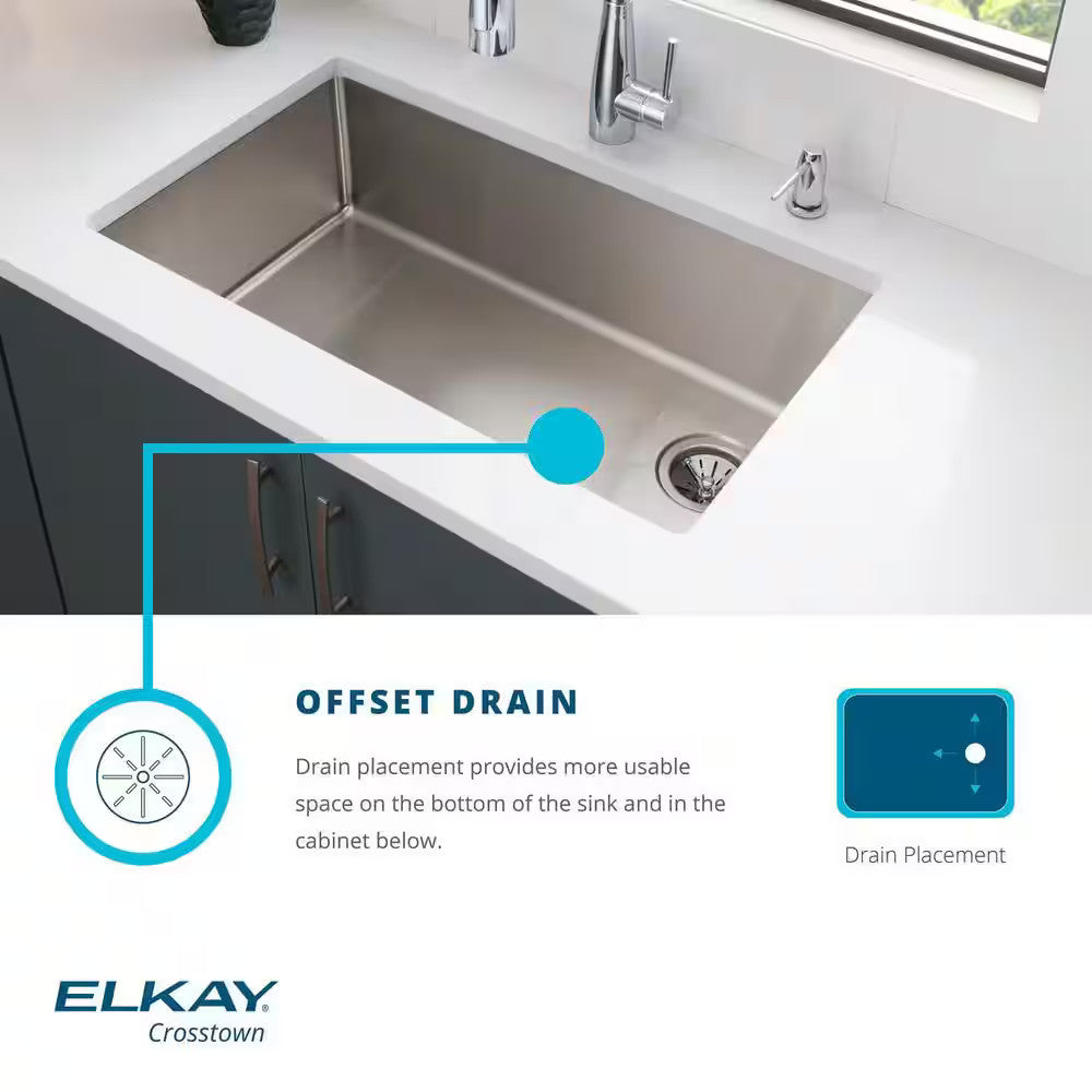 Crosstown 15" Drop-In/Undermount Single Stainless Steel Kitchen Sink + Faucet