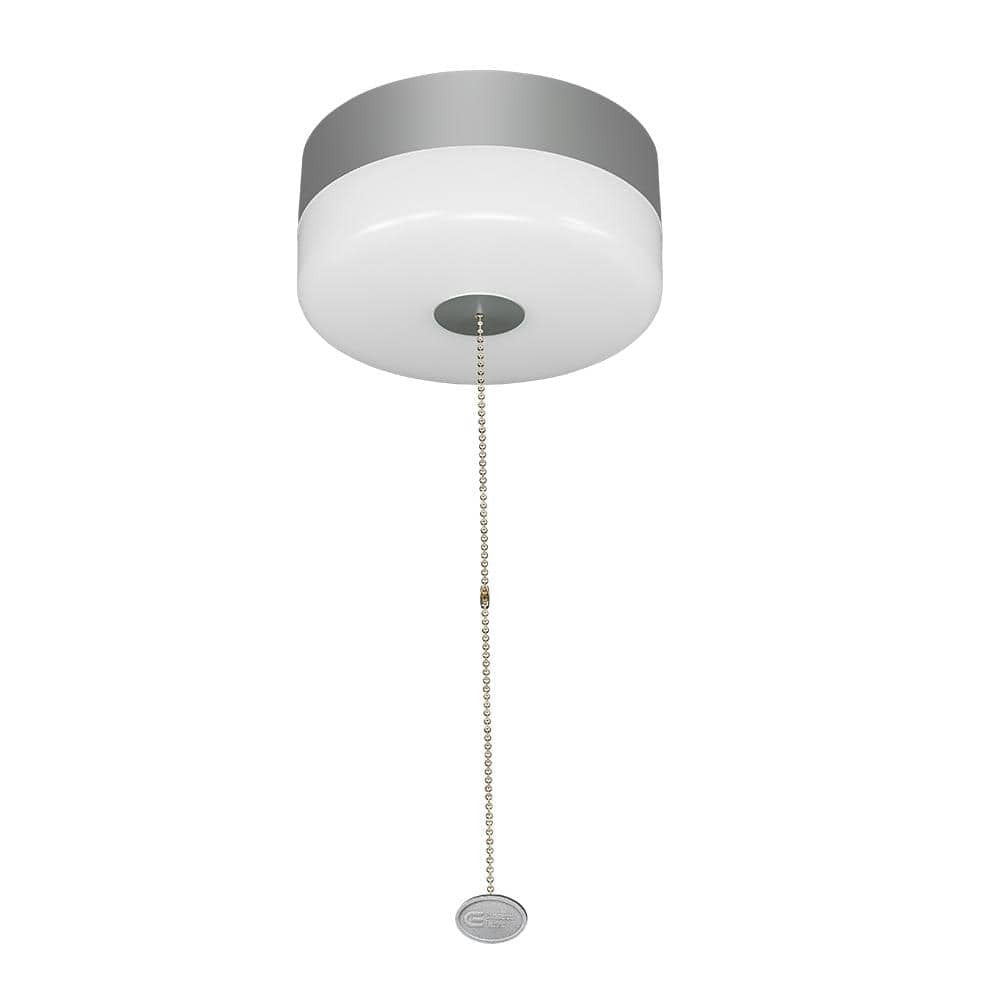 Commercial Electric Spin Light 7" Pull Chain Satin Nickel LED Flush Mount