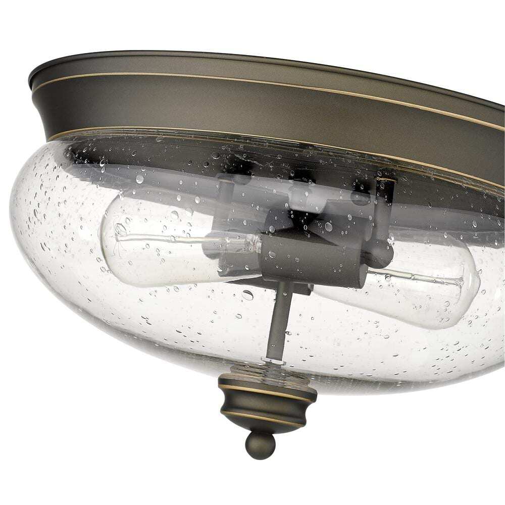 Annora 2-Light Olde Bronze Flush Mount Ceiling Light Fixture w/ Seeded Glass