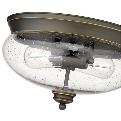 Annora 2-Light Olde Bronze Flush Mount Ceiling Light Fixture w/ Seeded Glass