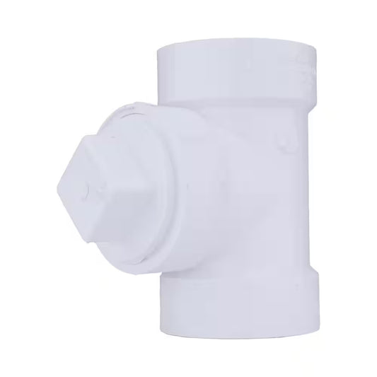 Charlotte Pipe 4 in. PVC DWV Cleanout Tee with Plug Fitting PVC 00444X 1200HD