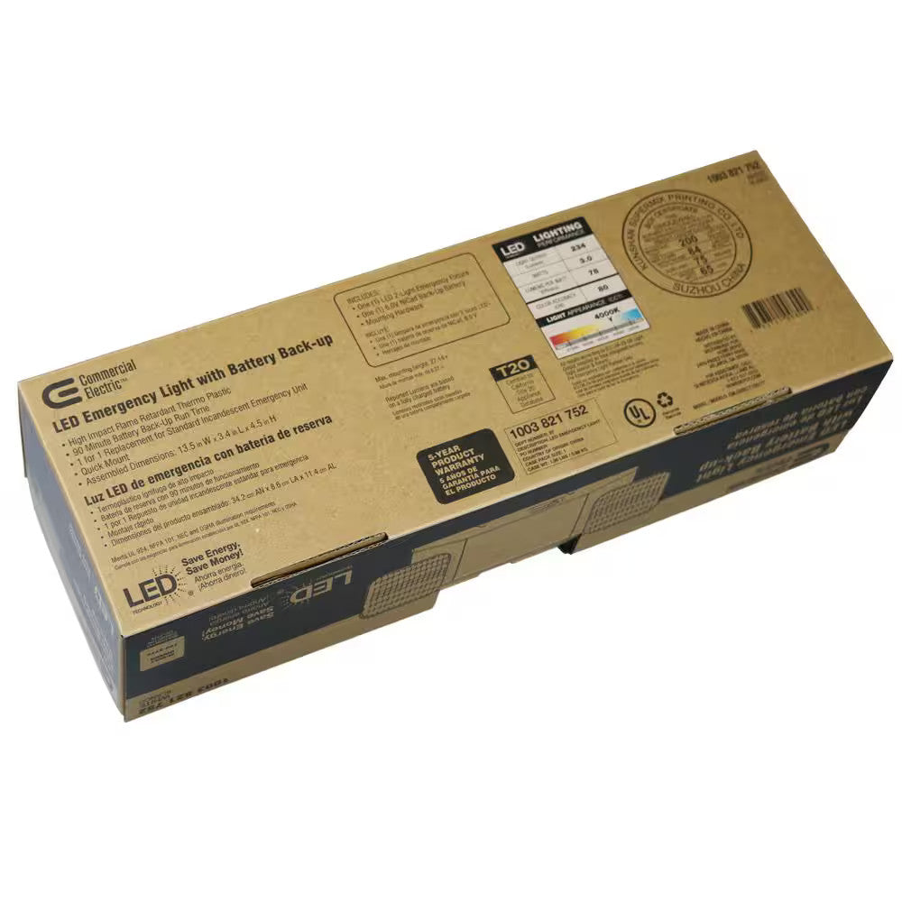 Commercial Light - Electric LED Black Emergency Light With Battery Back Up