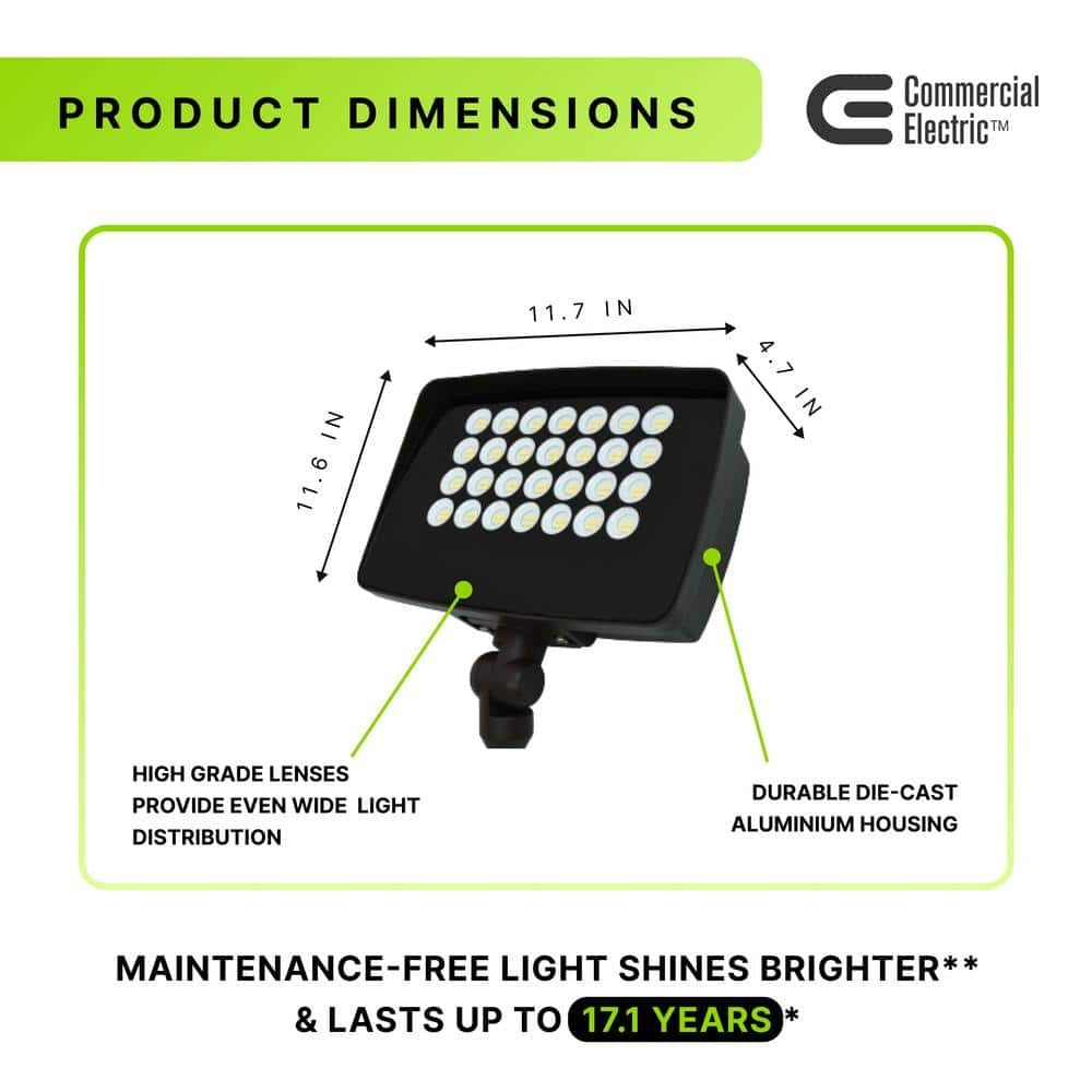 Commercial Electric 950W Equivalent LED Bronze Flood Light Dusk-to-Dawn