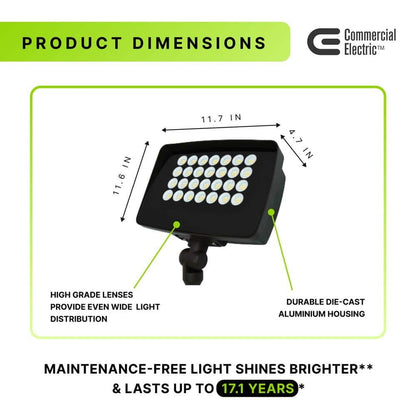 Commercial Electric 950W Equivalent LED Bronze Flood Light Dusk-to-Dawn