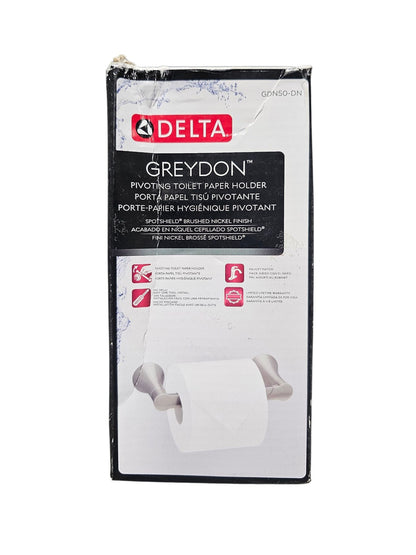 Delta Greydon Wall Mounted Pivot Arm Bathroom Toilet Paper Holder Brushed Nickel