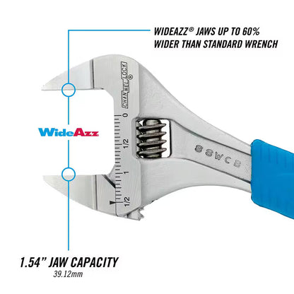 Channellock Slim Jaw WideAzz 8 in. Adjustable Wrench with Code Blue Comfort Grip
