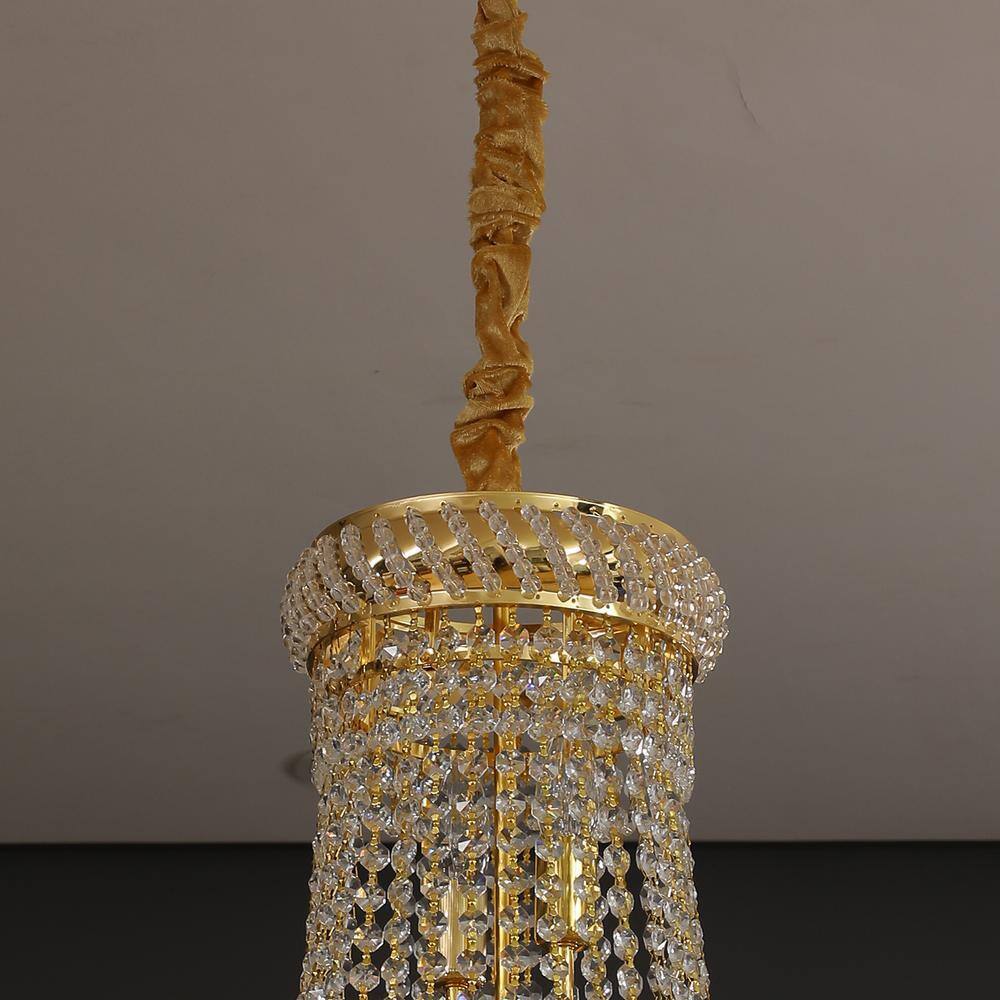 14-Light Golden France Empire Style Modern K9 Crystal Raindrop Chandelier Light