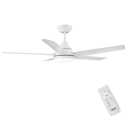 48 in. Integrated LED Light Kit Matte White Ceiling Fan with Remote Control