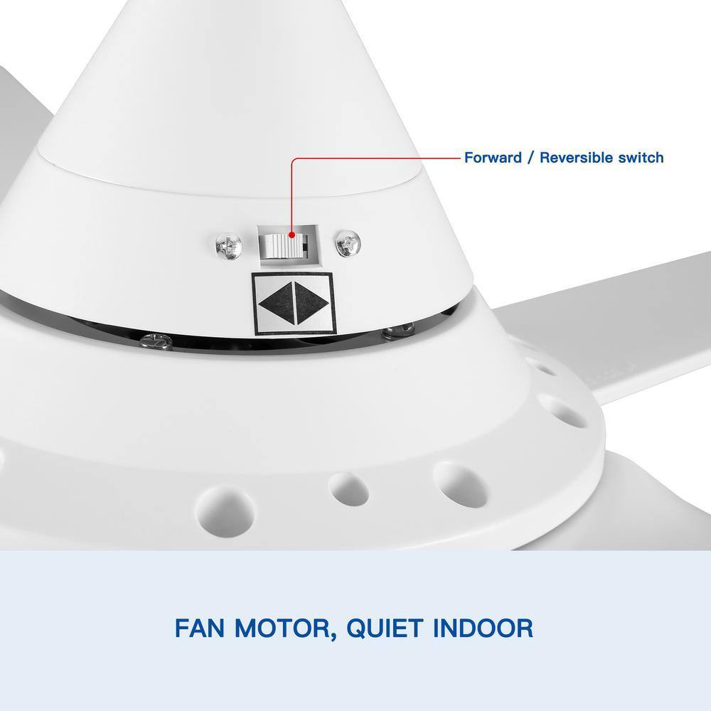 48 in. Integrated LED Light Kit Matte White Ceiling Fan with Remote Control