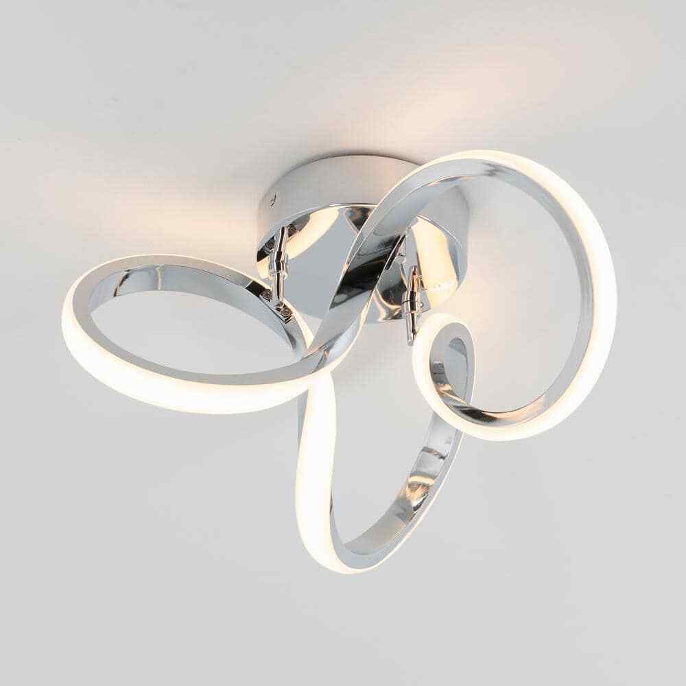 Artika Swirl 13 in. Modern Chrome LED Flush Mount Ceiling Light Fixture