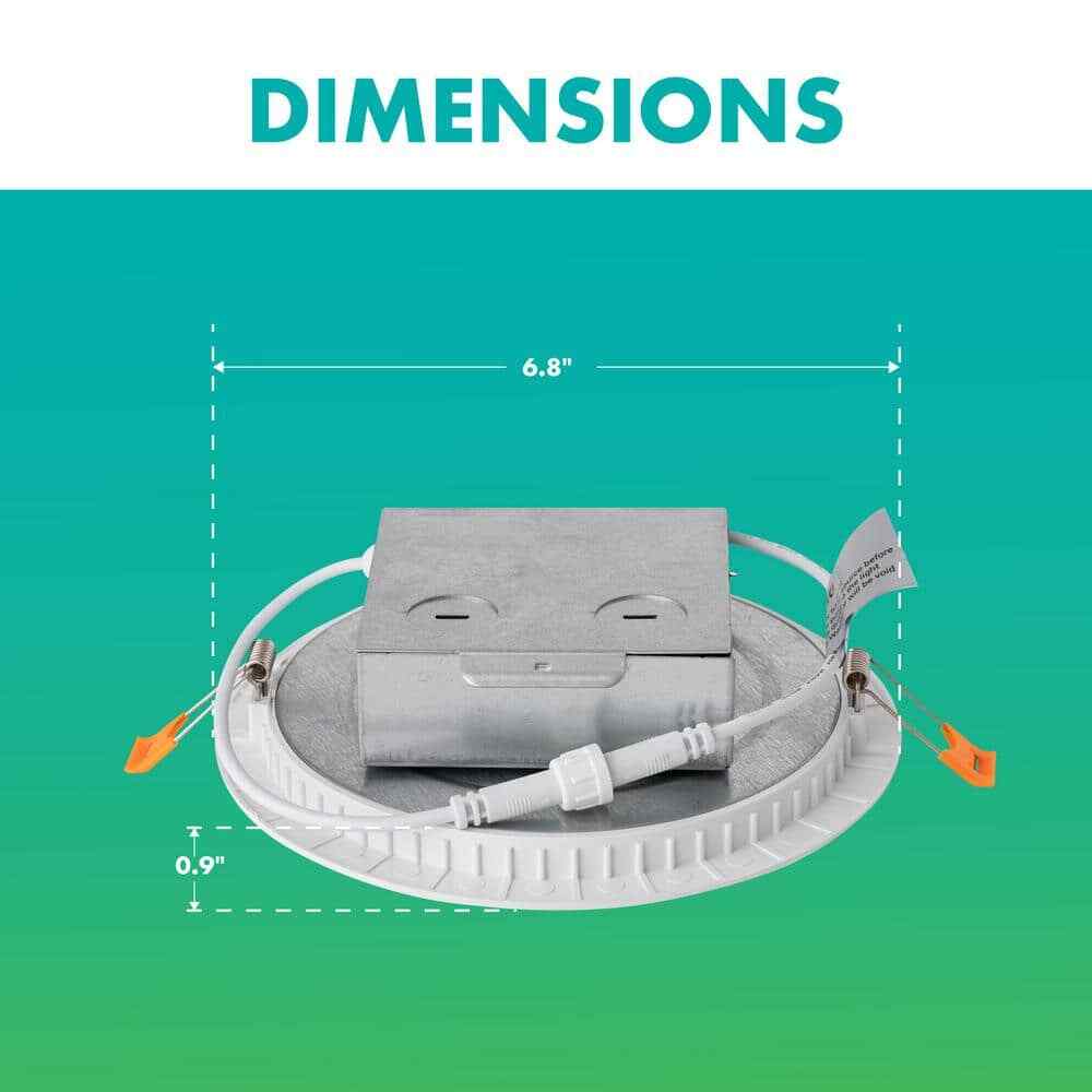6 in. Slim Downlight CCT Selectable LED Recessed Downlight with Remote J-Box